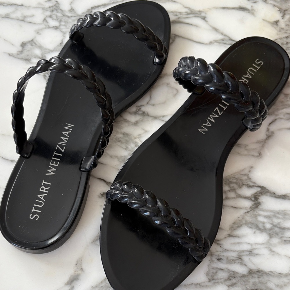 Stuart Weitzman Black Double Strap Sandals